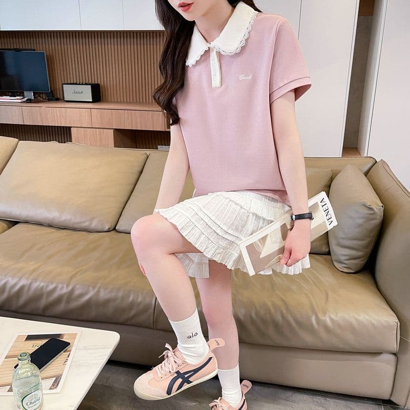 실사 2026 여름 50 면 50 폴리 에스터 남자 바 면 POLO 셔츠 반팔 티셔츠 여성 상세 이미지 21