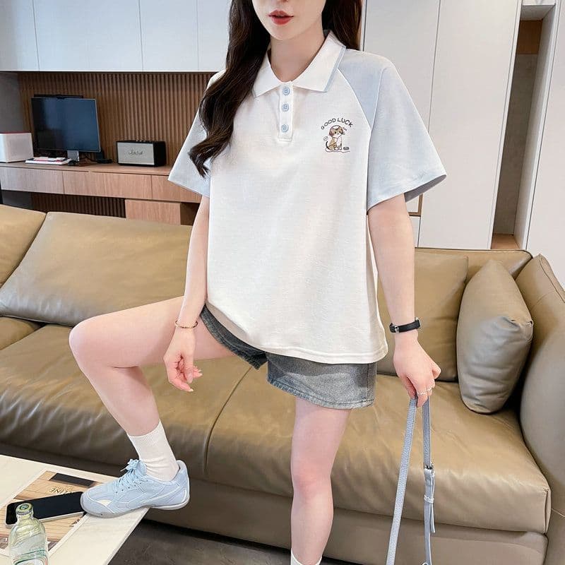 실사 2026 여름 50 면 50 폴리 에스터 남자 바 면 POLO 셔츠 반팔 티셔츠 여성 상세 이미지 4