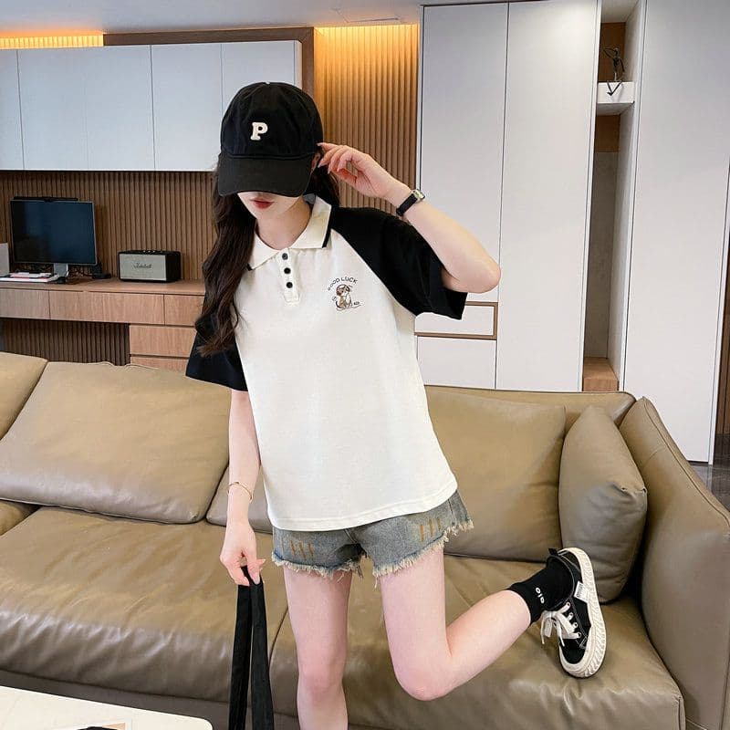 실사 2026 여름 50 면 50 폴리 에스터 남자 바 면 POLO 셔츠 반팔 티셔츠 여성 상세 이미지 12