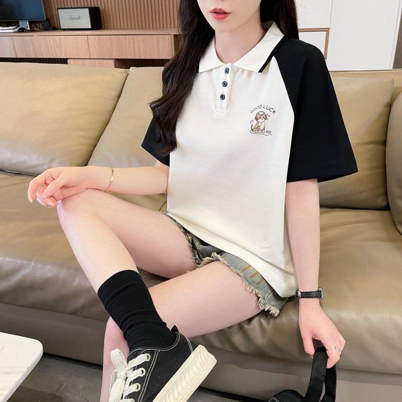 실사 2026 여름 50 면 50 폴리 에스터 남자 바 면 POLO 셔츠 반팔 티셔츠 여성 상세 이미지 18