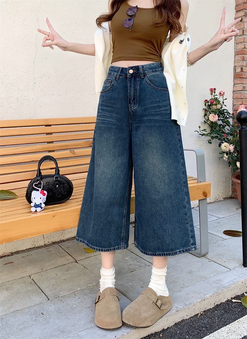 데님 반바지 여성 여름 섹션 얇은 스타일 스트레이트 빅 사이즈 지방 mm 좁은 에디션 슬림해 보이는 하이웨이스트 루즈핏 넓은 다리 7 점 바지 상세 이미지 29