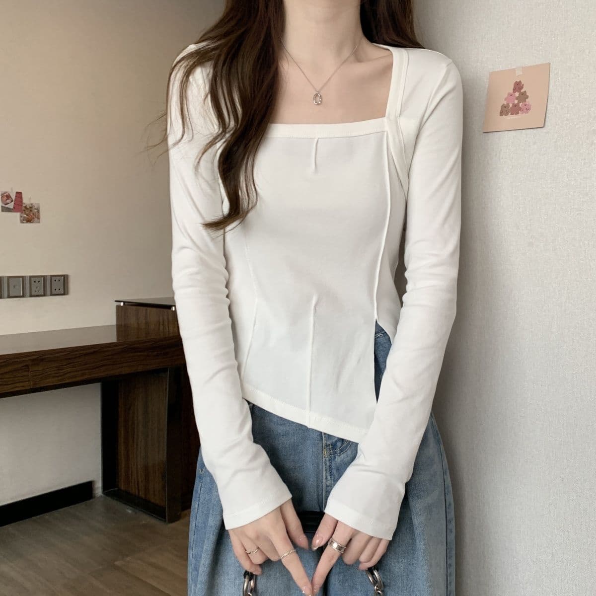 40 92 면 8 암모니아 Lun 210 그램 흔들어서 톤 품질 가을 의상 긍정적 인 어깨 작은 대중 긴팔 티셔츠 여성 빅 사이즈 m-4xl 상세 이미지 4