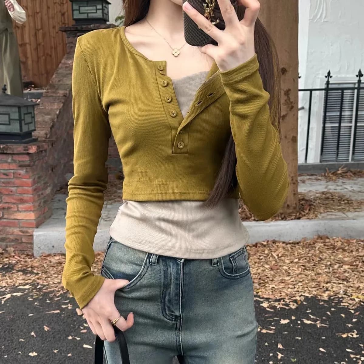 40 92 면 8 암모니아 Lun 흔들어서 톤 품질 블랙 표준 빅 사이즈 여성 의류 페이크 레이어드 긴팔 티셔츠 맨위 빅 사이즈 m-4xl 상세 이미지 5