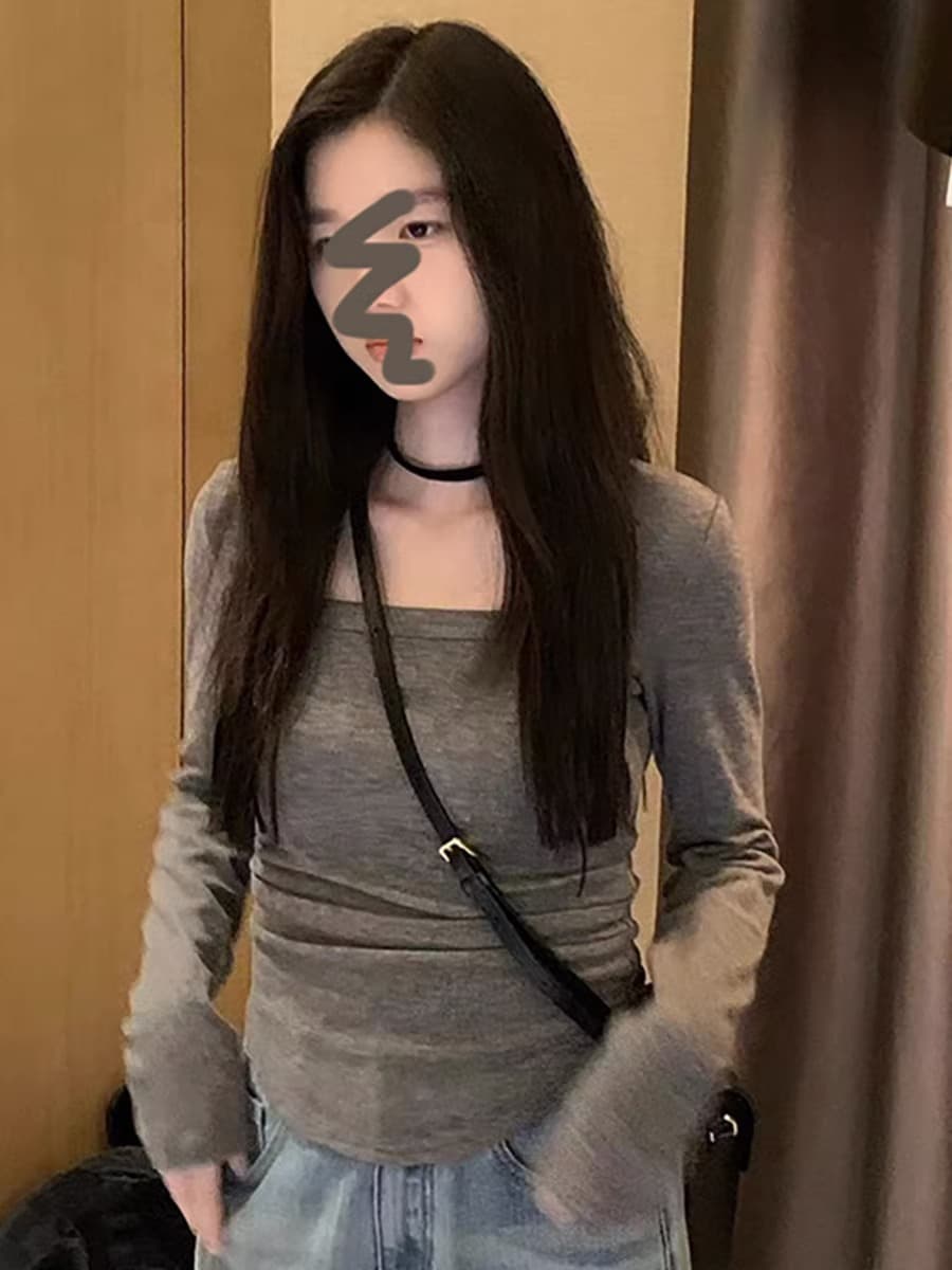 흔들어서 소리 품질 금액 빅 사이즈 여성 의류 긴팔 티셔츠 몸매 가꾸기 슬림해 보이는 인사이드 가져 가라. 기본 셔츠 디자인 센스 맨위 m-4xl 이미지 3