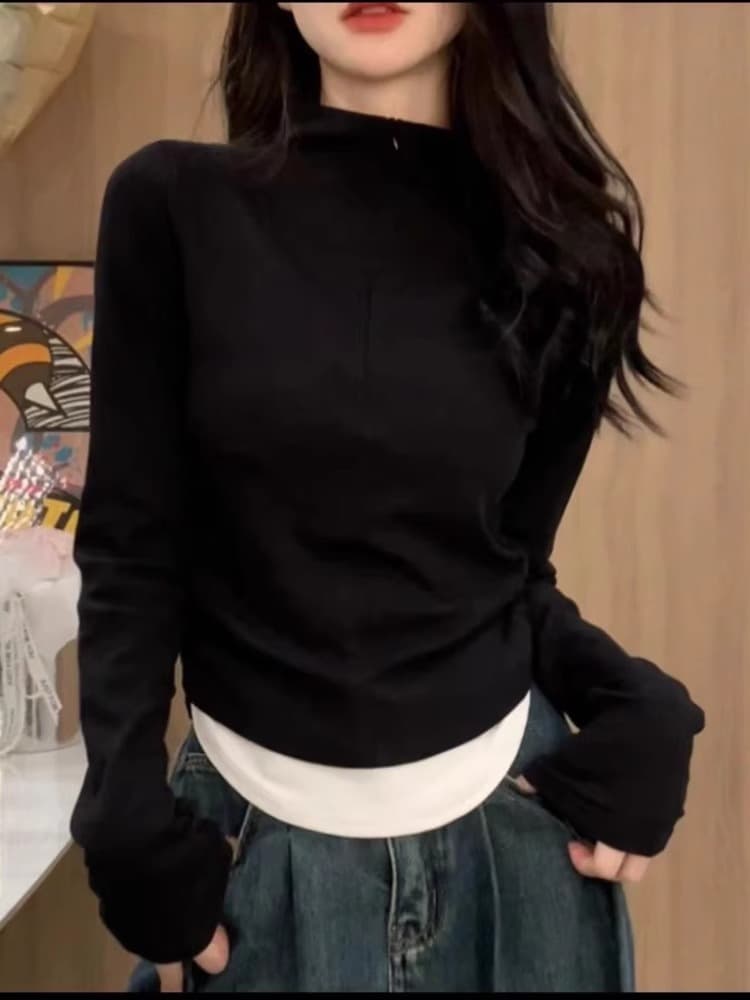 40 92 면 8 암모니아 Lun 210 그램 흔들어서 톤 품질 가을 의상 긴팔 티셔츠 여성 긍정적 인 어깨 의류 빅 사이즈 m-4xl 이미지 2