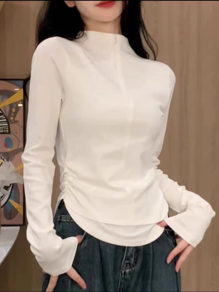 40 92 면 8 암모니아 Lun 210 그램 흔들어서 톤 품질 가을 의상 긴팔 티셔츠 여성 긍정적 인 어깨 의류 빅 사이즈 m-4xl 상세 이미지 4