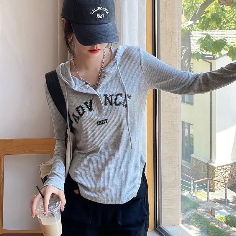 흔들어서 소리 품질 금액 빅 사이즈 여성 의류 가을 새로운 티셔츠 여성 표지 고기 몸매 가꾸기 슬림해 보이는 쇼트 스타일 긴팔 여성 ins 상세 이미지 3