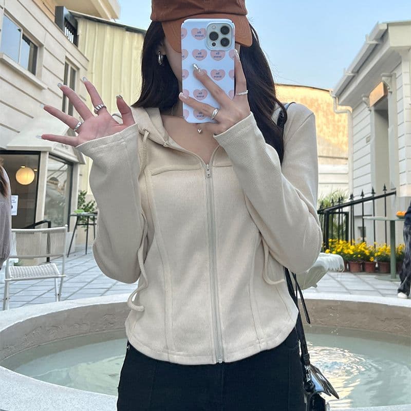 가을 의상 흔들어서 톤 품질 새로운 한국 스타일 빅 사이즈 여성 의류 표지 고기 슬림해 보이는 후드 긴팔 오픈 가디건 티셔츠 여성 m-4xl 이미지 2