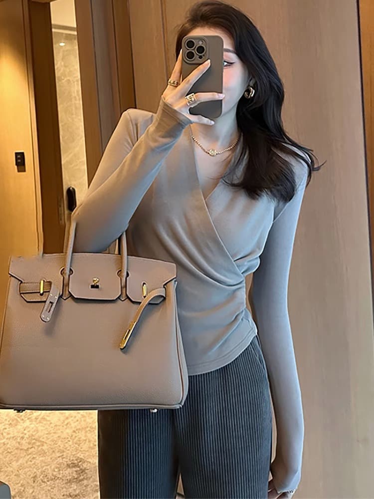가을 의상 40 92 면 8 암모니아 Lun 210 그램 흔들어서 톤 품질 몸매 가꾸기 인사이드 가져 가라. 기본 셔츠 티셔츠 여성 빅 사이즈 m-4xl 상세 이미지 5