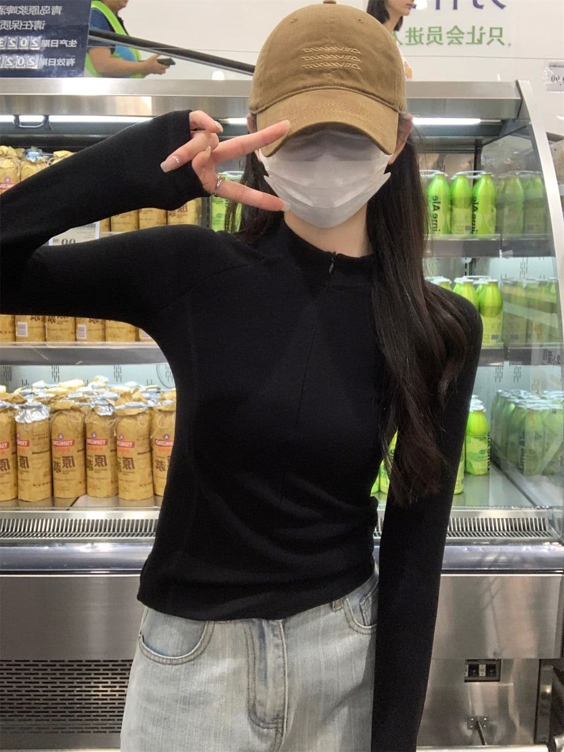 De 플러시 티셔츠 반하이넥 지퍼 맨위 디자인 센스 생선뼈 긴팔 인사이드 가져 가라. 핫걸 기본 셔츠 빅 사이즈 m-4xl 상세 이미지 19