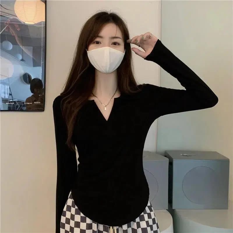 40 95 면 5 암모니아 Lun 210 그램 흔들어서 톤 품질 슬림해 보이는 표지 고기 POLO 칼라 긴팔 티셔츠 여성 빅 사이즈 m-4xl 이미지 4