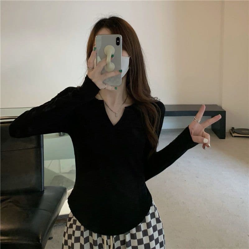40 95 면 5 암모니아 Lun 210 그램 흔들어서 톤 품질 슬림해 보이는 표지 고기 POLO 칼라 긴팔 티셔츠 여성 빅 사이즈 m-4xl 상세 이미지 5