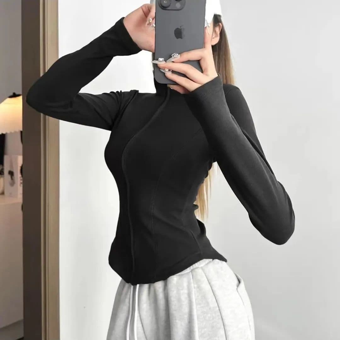 마이크로 지방 mm270 그램 보온 De 플러시 긴팔 티셔츠 핫걸 인사이드 가져 가라. 지퍼 폴로 칼라 만나는 맨위 여성 m-4xl 상세 이미지 6