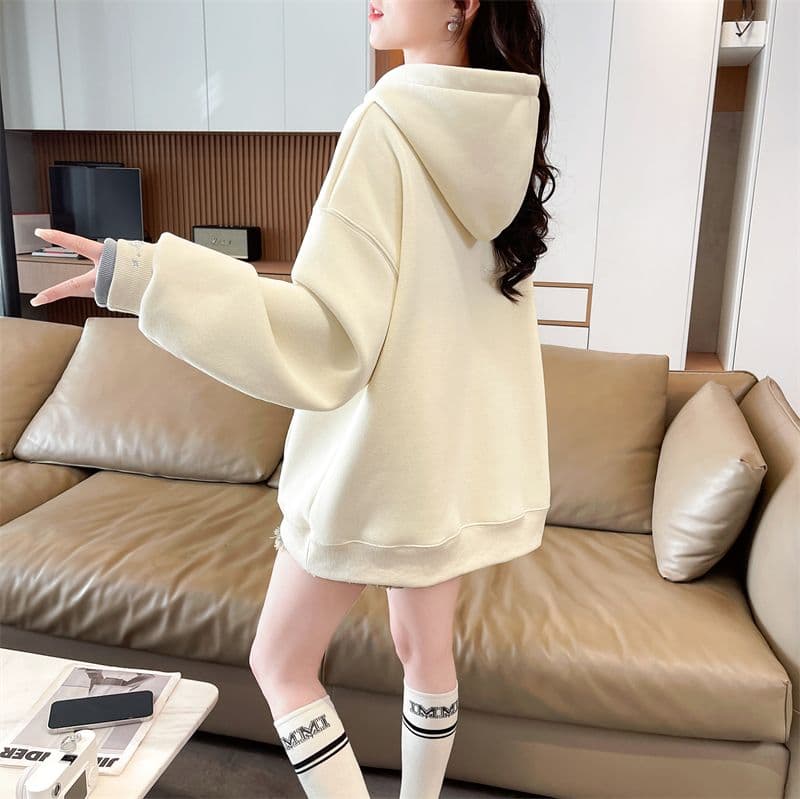 실사 2026 가을 의상 학원 스타일 달콤함 만화 자수 연령 감소 재킷 후드티 여성 상세 이미지 13