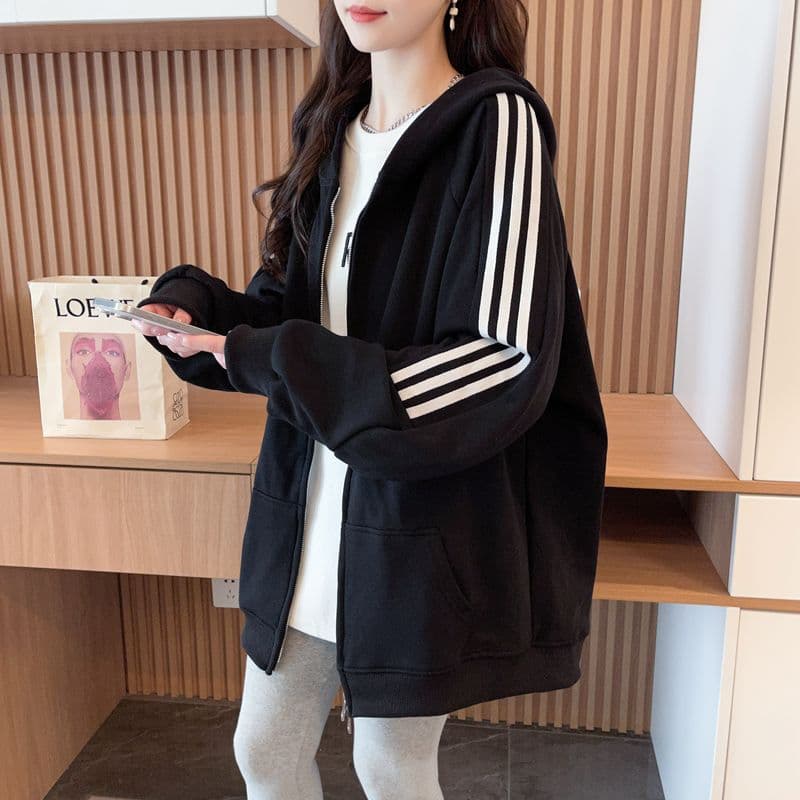 실사 2026 봄 가을 순수한 Mianhua 면 복합 우유 실크 얇은 스타일 3개 로드 재킷 후드 티 스웨터 여성 상세 이미지 5