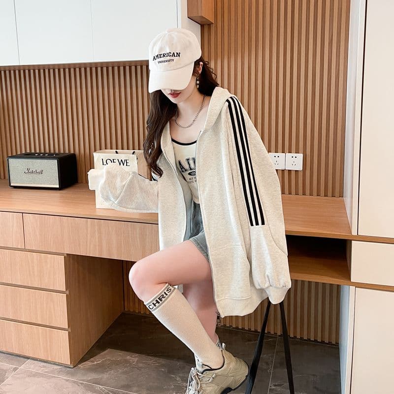 실사 2026 봄 가을 순수한 Mianhua 면 복합 우유 실크 얇은 스타일 3개 로드 재킷 후드 티 스웨터 여성 상세 이미지 13