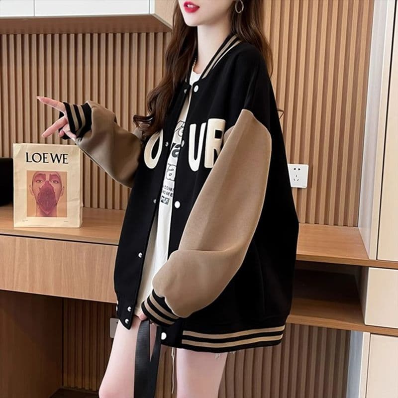 가을 의상 모방 후아 면 복잡한 우유 실크 빅 사이즈 지방 mm 여성 의류 재킷 얇은 스타일 야구 유니폼 후드티 여성