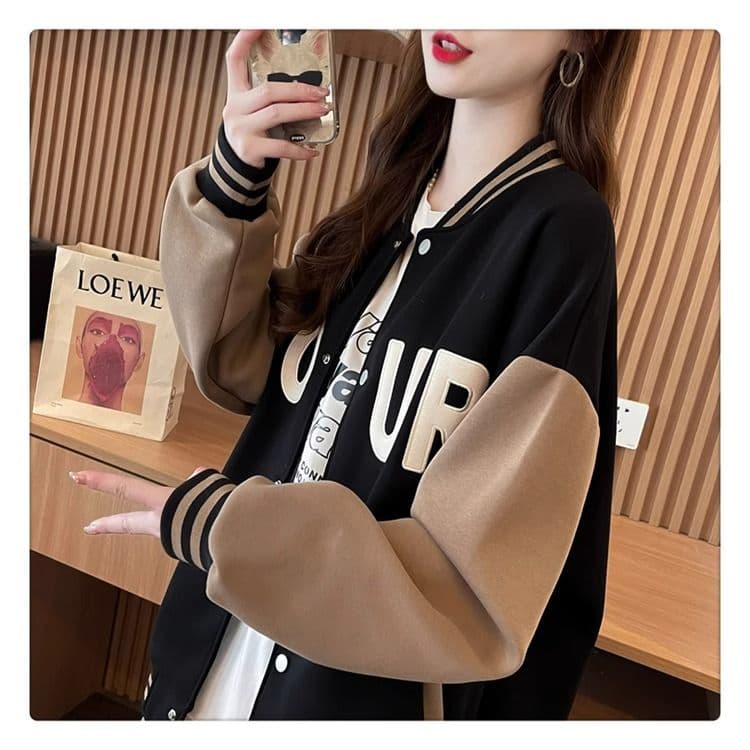 가을 의상 모방 후아 면 복잡한 우유 실크 빅 사이즈 지방 mm 여성 의류 재킷 얇은 스타일 야구 유니폼 후드티 여성 상세 이미지 15