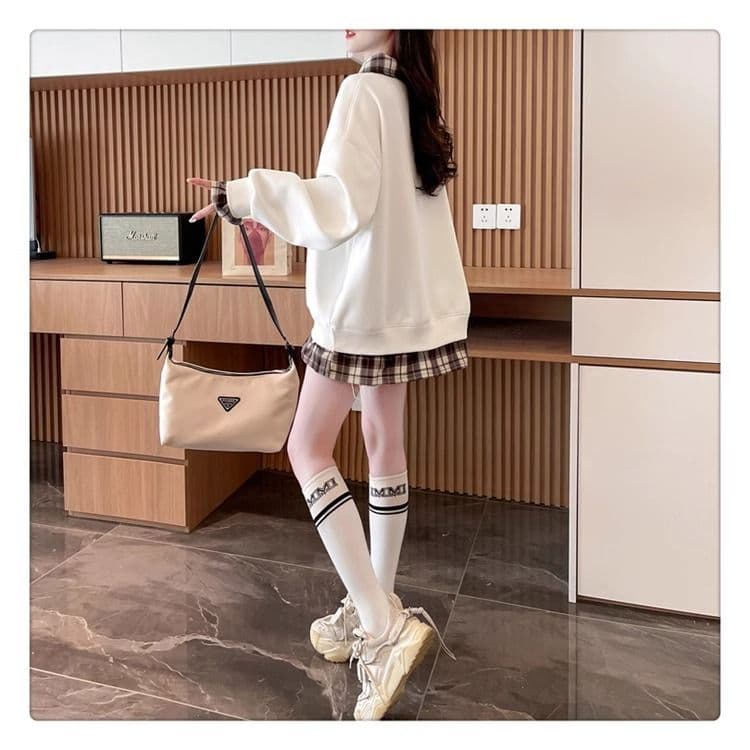 가을 의상 모방 후아 면 복잡한 우유 실크 페이크 레이어드 빅 사이즈 지방 mm 재킷 얇은 스타일 후드티 여성 상세 이미지 8