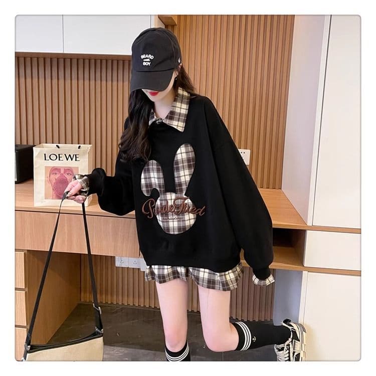 가을 의상 모방 후아 면 복잡한 우유 실크 페이크 레이어드 빅 사이즈 지방 mm 재킷 얇은 스타일 후드티 여성 상세 이미지 17