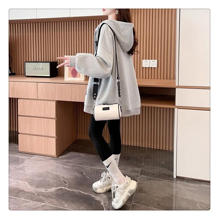 봄과 가을 옷 모방 후아 면 복잡한 우유 실크 빅 사이즈 지방 mm 지퍼 재킷 얇은 스타일 후드티 여성 상세 이미지 16
