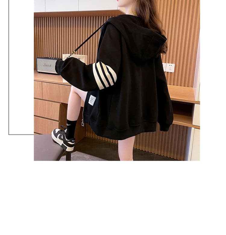 모방 후아 면 복잡한 우유 실크 얇은 스타일 봄 가을 지퍼 오픈 가디건 빅 사이즈 재킷 후드티 여성 상세 이미지 11