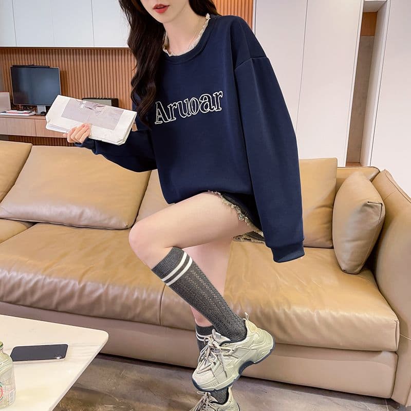 실사 2026 봄 가을 순수한 Mianhua 면 복합 우유 실크 레이스 조각 페이크 레이어드 재킷 얇은 스타일 후드티 여성 상세 이미지 13