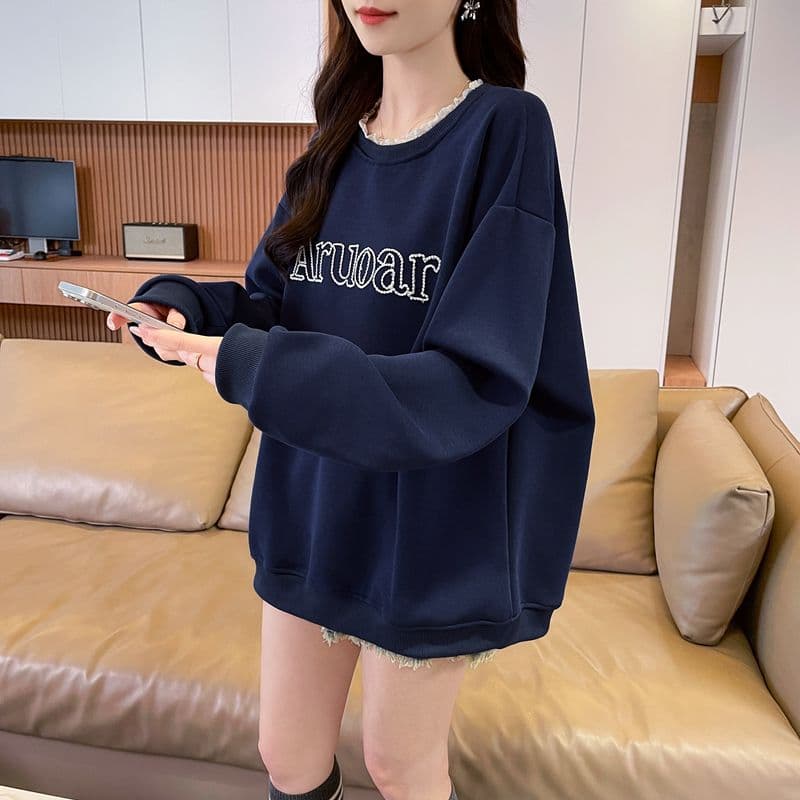 실사 2026 봄 가을 순수한 Mianhua 면 복합 우유 실크 레이스 조각 페이크 레이어드 재킷 얇은 스타일 후드티 여성 상세 이미지 14