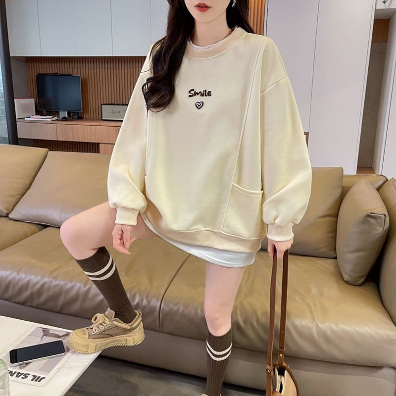 실사 2026 봄 가을 순수한 Mianhua 면 복합 우유 실크 페이크 레이어드 빅 사이즈 재킷 얇은 스타일 후드티 여성 상세 이미지 4