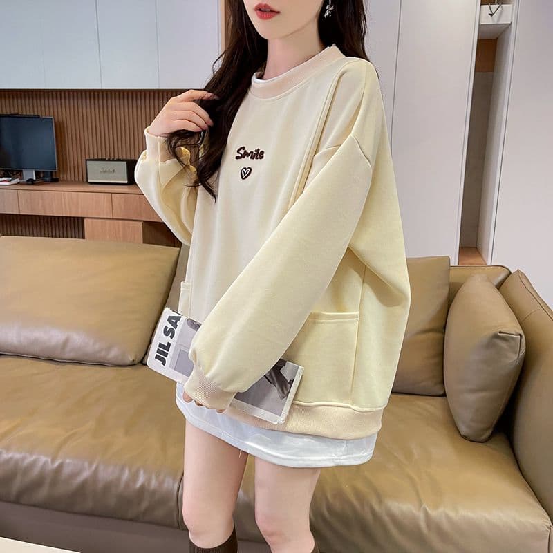실사 2026 봄 가을 순수한 Mianhua 면 복합 우유 실크 페이크 레이어드 빅 사이즈 재킷 얇은 스타일 후드티 여성 상세 이미지 7