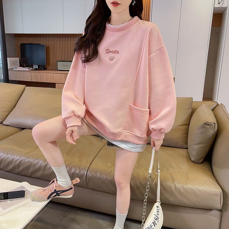 실사 2026 봄 가을 순수한 Mianhua 면 복합 우유 실크 페이크 레이어드 빅 사이즈 재킷 얇은 스타일 후드티 여성 상세 이미지 12