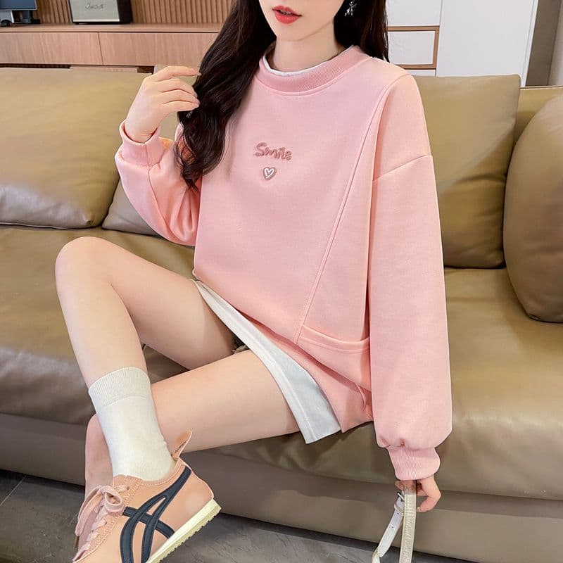 실사 2026 봄 가을 순수한 Mianhua 면 복합 우유 실크 페이크 레이어드 빅 사이즈 재킷 얇은 스타일 후드티 여성 상세 이미지 17