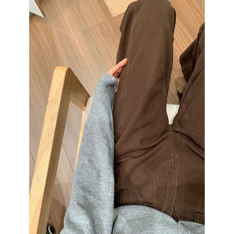 2026 가을 겨울철 아메리칸 레트로 핫걸 루즈핏 청바지 여성 스트레이트 디스플레이 슬림 거리 루즈핏 와이드 레그 팬츠 이미지 5
