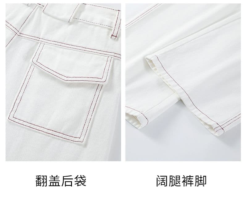 아메리칸 이른 봄 새로운 캐주얼 넓은 다리 스트레이트 청바지 여성 상세 이미지 12