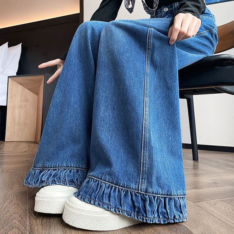 노스탤지어 이른 봄 새로운 캐주얼 넓은 다리 루즈핏 패션 청바지 여성 이미지 2