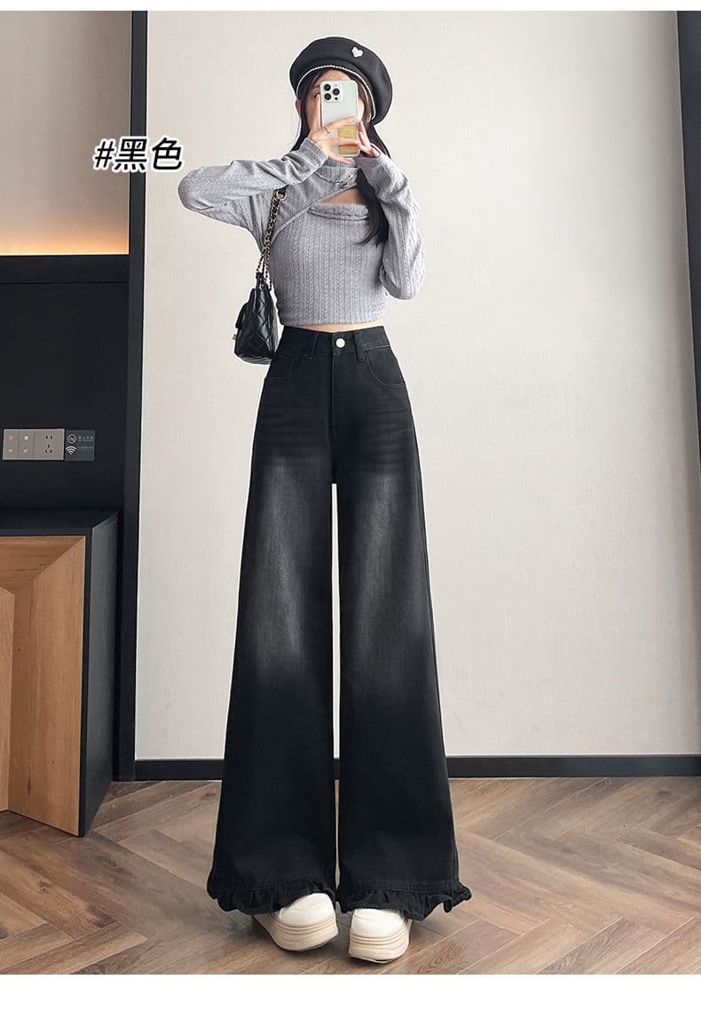 노스탤지어 이른 봄 새로운 캐주얼 넓은 다리 루즈핏 패션 청바지 여성 상세 이미지 20