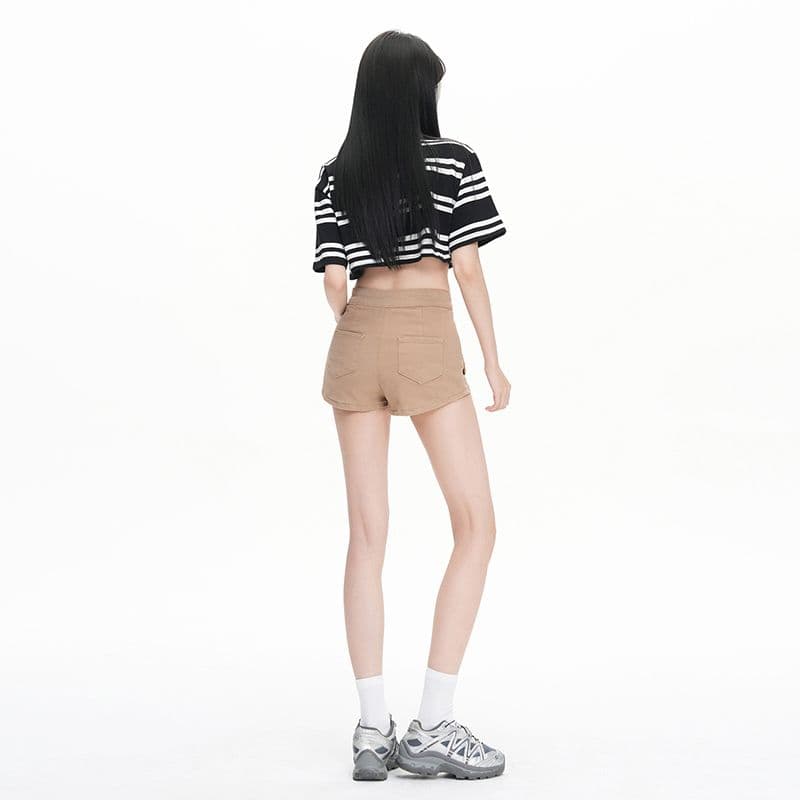 오래된 돈 바람 순수한 욕망 펭 넓적 다리 데님 반바지 여성 2026 여름 새로운 기타 버클 하이웨이스트 타이트 슬림해 보이는 타이트 스커트 핫 바지 이미지 6