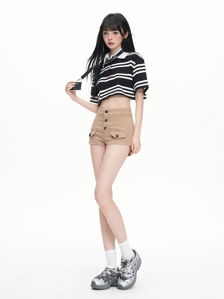 오래된 돈 바람 순수한 욕망 펭 넓적 다리 데님 반바지 여성 2026 여름 새로운 기타 버클 하이웨이스트 타이트 슬림해 보이는 타이트 스커트 핫 바지 상세 이미지 29