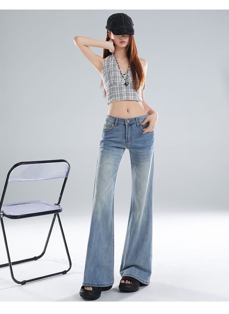 얼음 파란색 부츠컷 청바지 여성 2026 새로운 핫걸 로우 웨이스트 슬림해 보이는 나팔 바지 상세 이미지 28