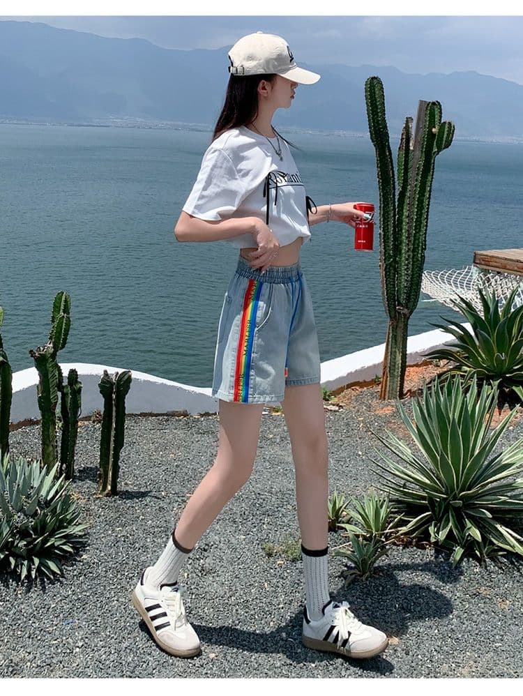2026 봄 여름 새로운 여성 의류 데님 허리밴드 반바지 청바지 여성 상세 이미지 23