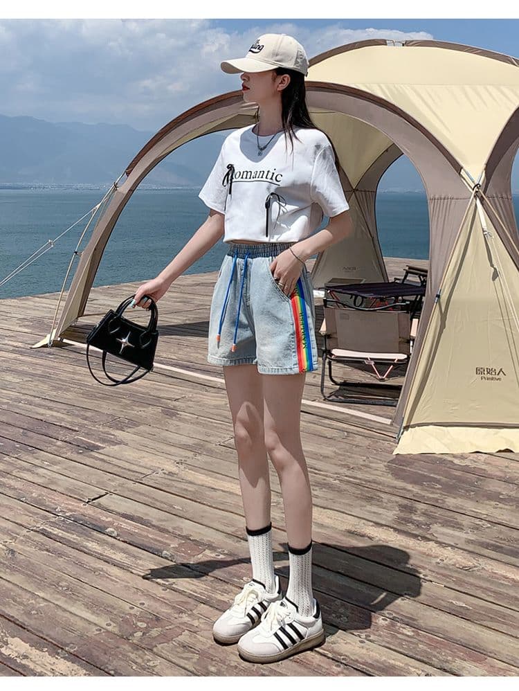 2026 봄 여름 새로운 여성 의류 데님 허리밴드 반바지 청바지 여성 상세 이미지 25
