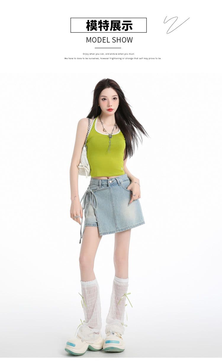 하늘색 데님 반바지 여성 2026 여름 새로운 하이웨이스트 슬림해 보이는 핫 바지 노출 방지 핫걸 초단 스커트 바지 상세 이미지 10