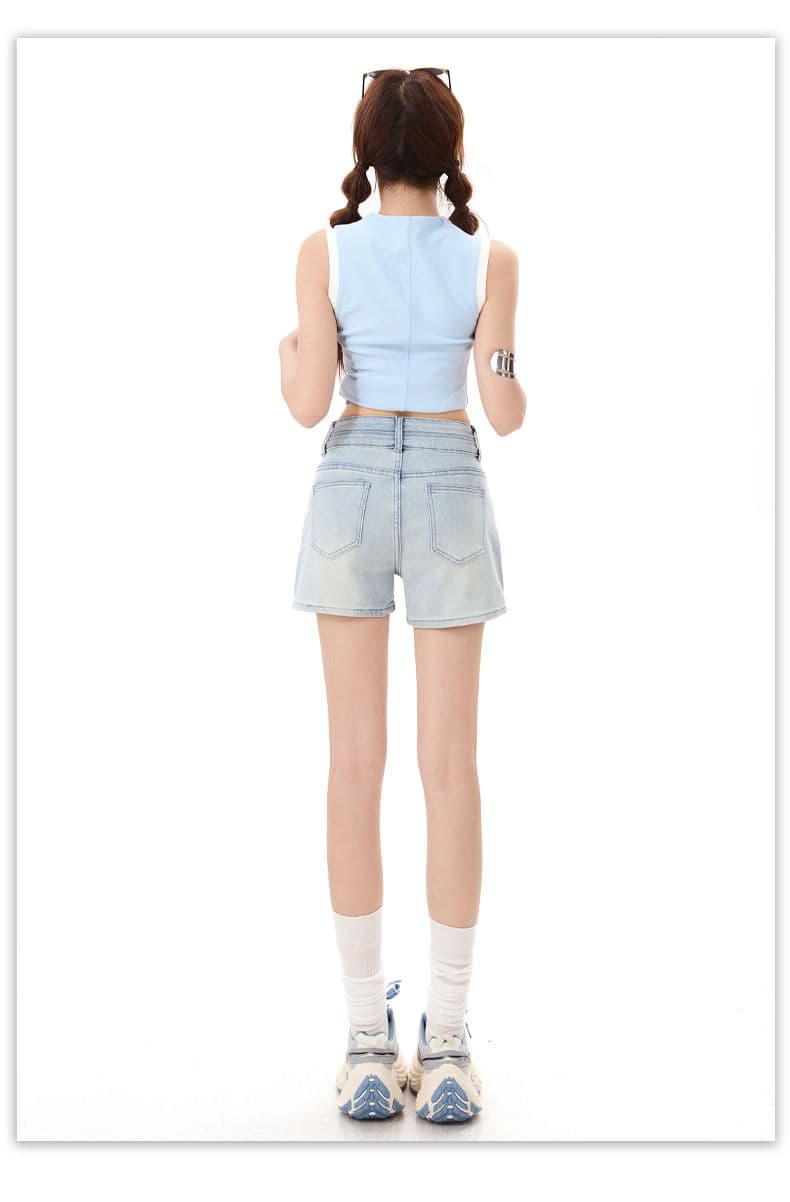 2026 여름 주요 추진력 섹션 핫걸 거리 밖 하느님 바지 슈퍼 슬림해 보이는 다용도 a 넓은 다리 핫 바지 데님 반바지 여성 상세 이미지 15