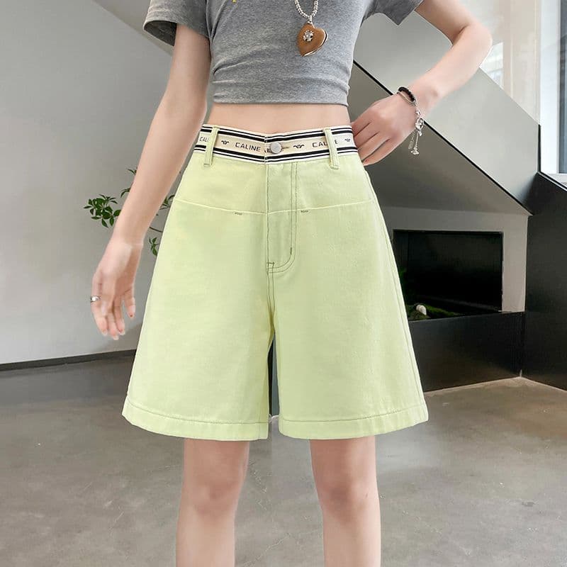 실사 봄 여름 드레스 새로운 없음 폭탄 캐주얼 순면 오부 바지 청바지 여성 작은 스트레이트 팬츠 반바지 이미지 3