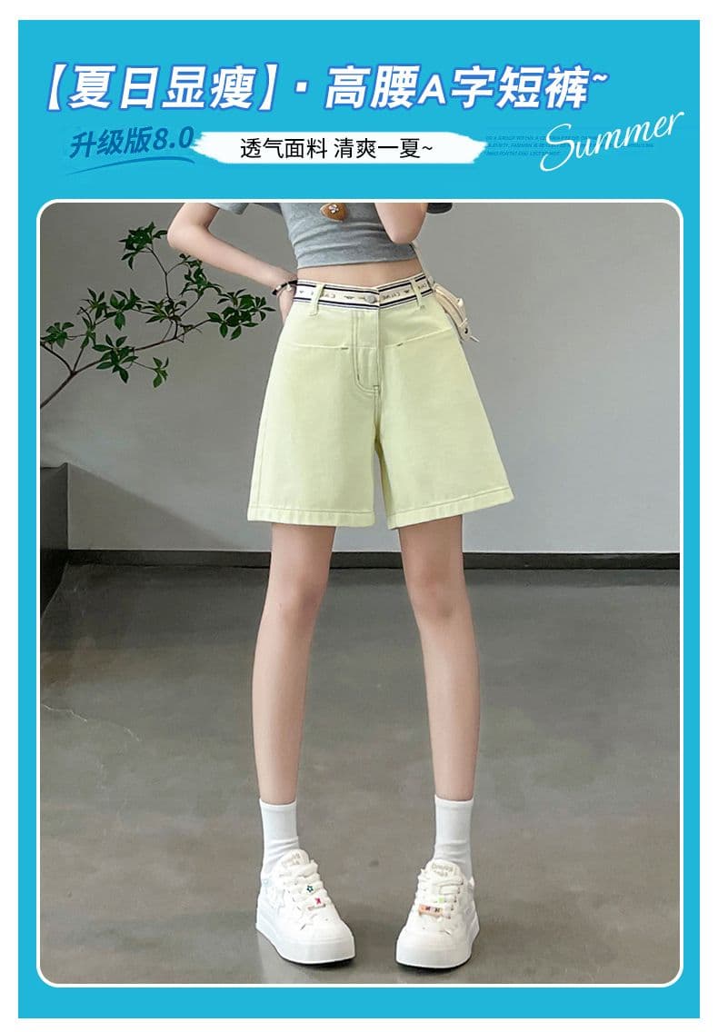 실사 봄 여름 드레스 새로운 없음 폭탄 캐주얼 순면 오부 바지 청바지 여성 작은 스트레이트 팬츠 반바지 상세 이미지 1