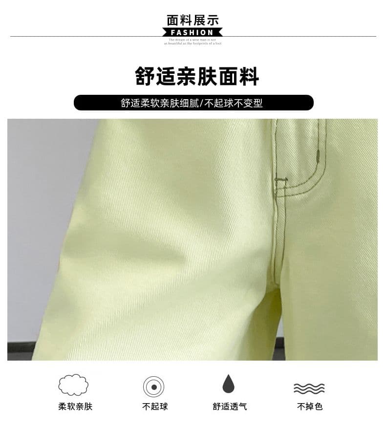 실사 봄 여름 드레스 새로운 없음 폭탄 캐주얼 순면 오부 바지 청바지 여성 작은 스트레이트 팬츠 반바지 상세 이미지 6