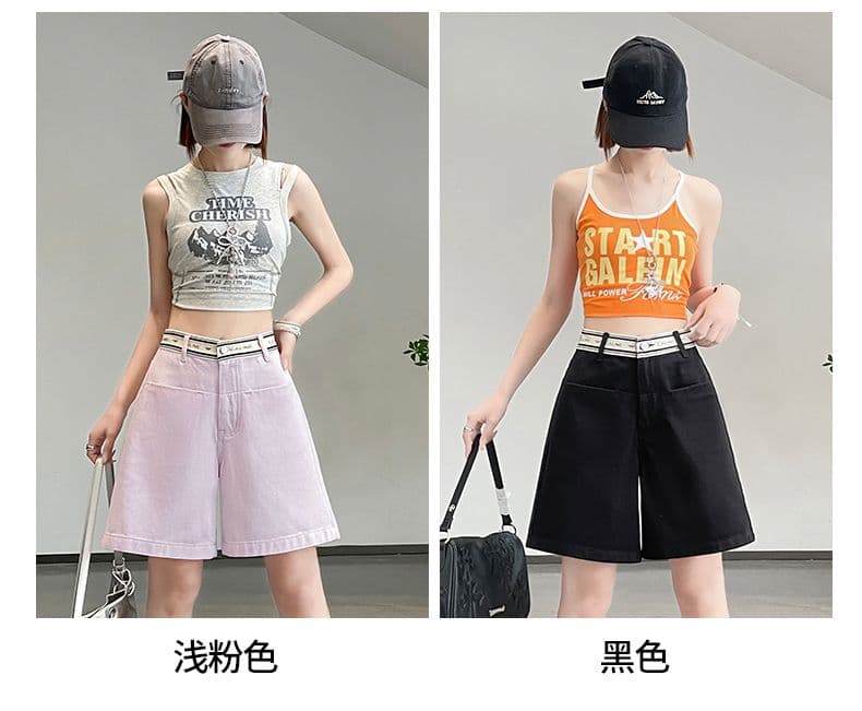 실사 봄 여름 드레스 새로운 없음 폭탄 캐주얼 순면 오부 바지 청바지 여성 작은 스트레이트 팬츠 반바지 상세 이미지 9