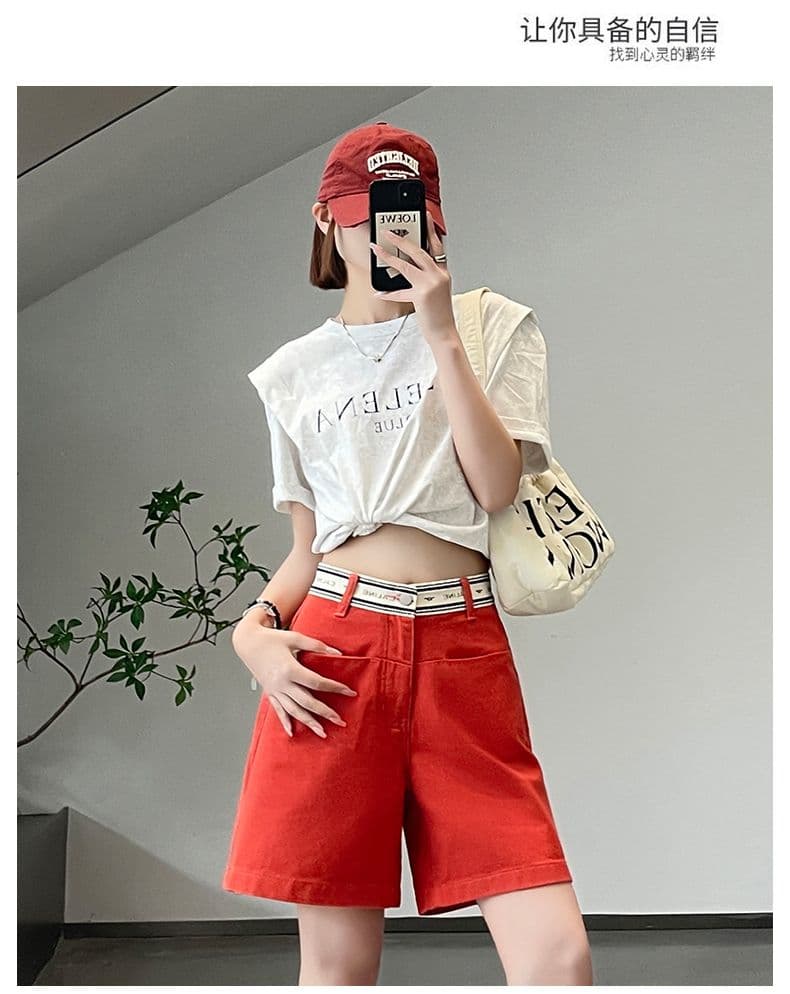 실사 봄 여름 드레스 새로운 없음 폭탄 캐주얼 순면 오부 바지 청바지 여성 작은 스트레이트 팬츠 반바지 상세 이미지 19
