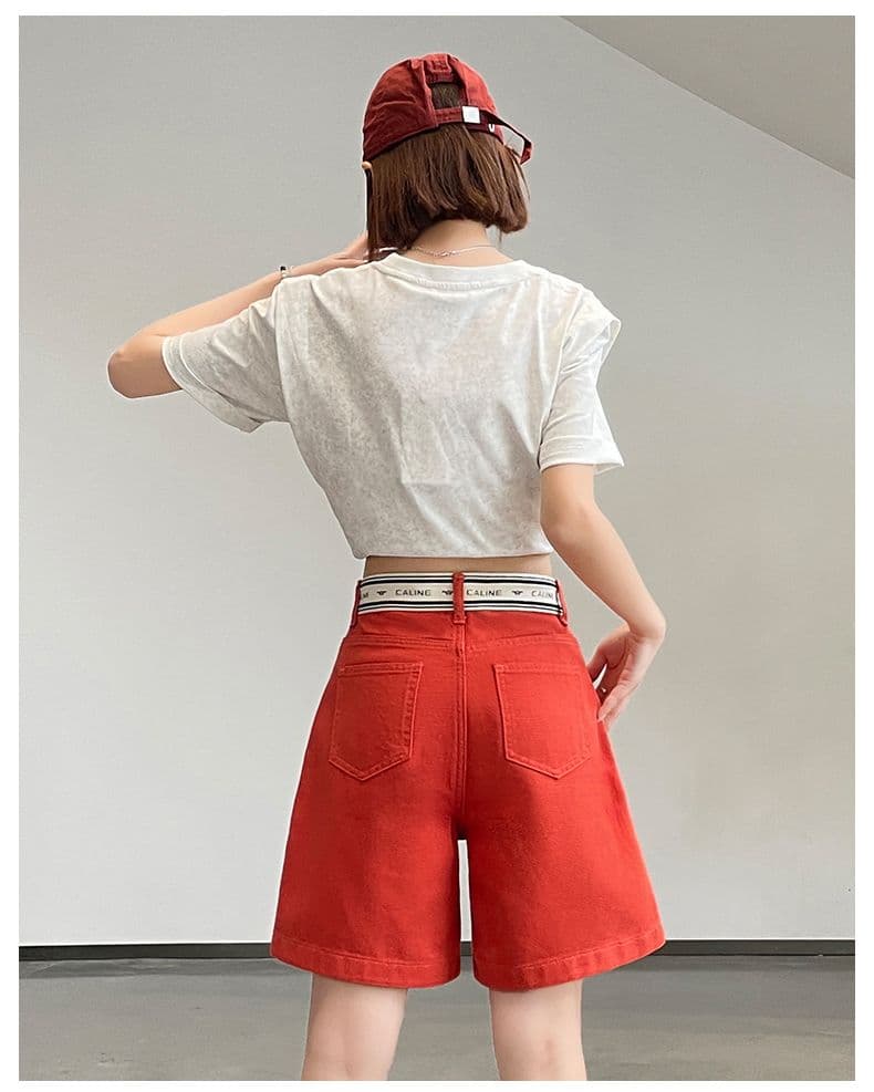실사 봄 여름 드레스 새로운 없음 폭탄 캐주얼 순면 오부 바지 청바지 여성 작은 스트레이트 팬츠 반바지 상세 이미지 21