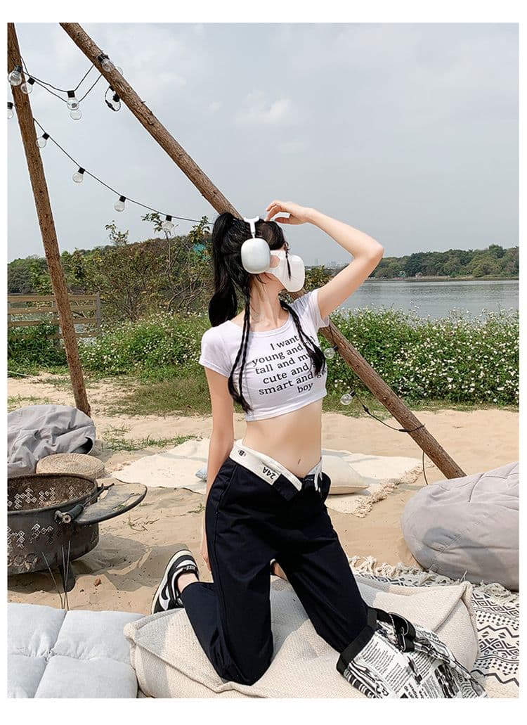 2026& 높음 거리 핫걸 알파벳 뒤집다 허리 도루 센스 캐주얼 스트레이트 워크웨어 팬츠 여성 긴 바지 길이 연장 상세 이미지 26